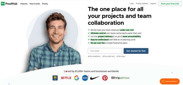 Proofhub's project management software 